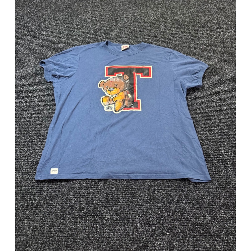 Rtgb Mens Blue Graphic T-Shirt Teddy Bear Varsity T Streetwear Tee Size 3X
